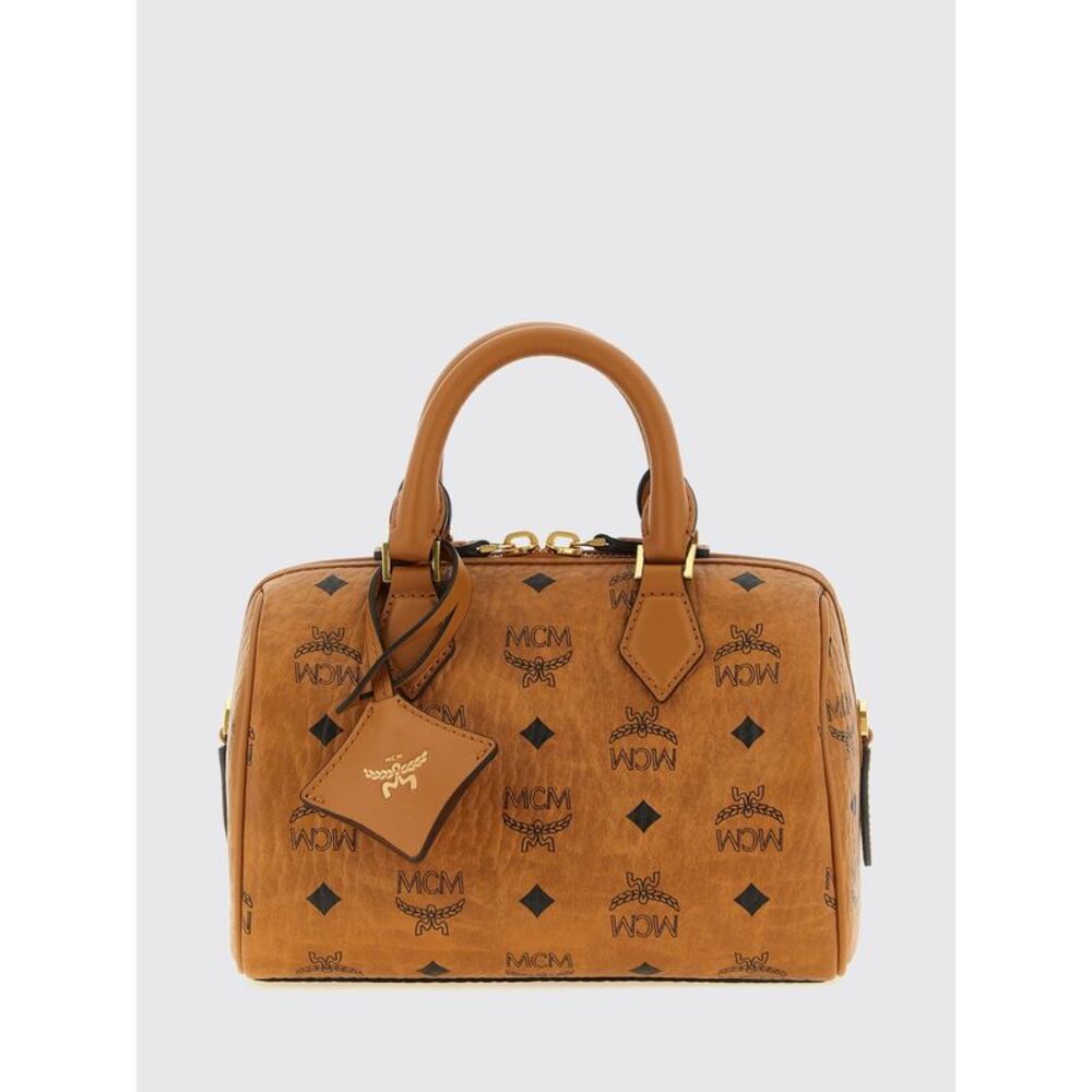 Mcm Women Ella Mini Handbag Mcm In Logo-Print Coated Cotton With Double Handle